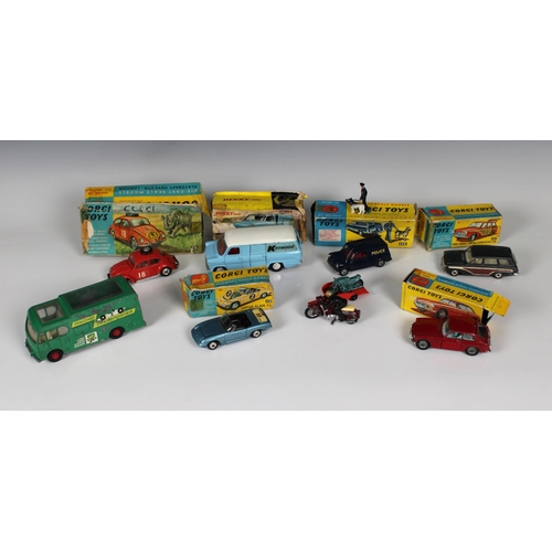 2503 - A small collection of playworn Dinky & Corgi Toys, to include Dinky Toys 407 Kenwood Ford Transit Va... 