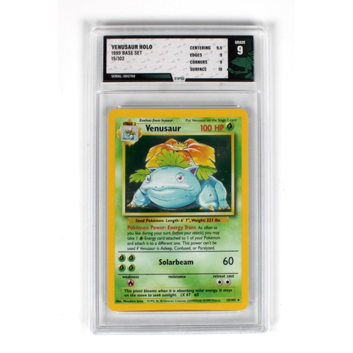 2537 - VENUSAUR HOLO graded POKMON card 1999 Base set, Number 15/102 centering 9.5 edges 9 corners 9 surfa... 