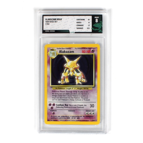 2538 - ALAKAZAM HOLO graded POKMON card 1999 Base set, Number 1/102 centering 10 edges 8 corners 8 surface... 