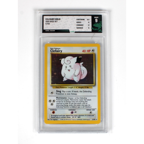 2540 - CELFAIRY HOLO graded POKMON card 1999 Base set, Number 5/102 centering 9.5 edges 9 corners 9 surfac... 