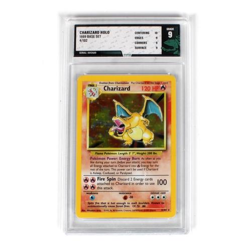 2542 - CHARIZARD HOLO graded POKMON card 1999 Base set, Number 4/102 centering 10 edges 9 corners 9 surfac... 