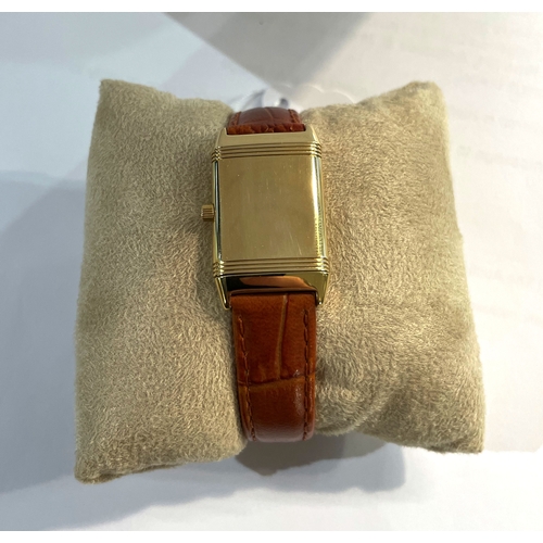 764 - A ladies 18k yellow gold Jaeger-LeCoultre Reverso wristwatchref. 260.1.08, the signed dial with Arab... 