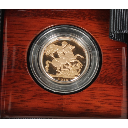 18 - An Elizabeth II Proof Sovereign, bust obverse, reverse George and the Dragon, dated 2015, 'Fifth Por... 