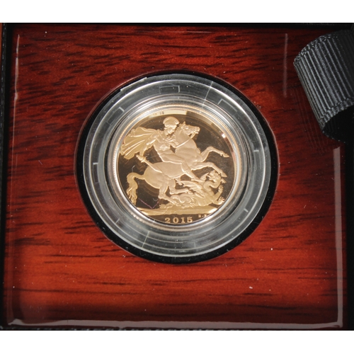 29 - An Elizabeth II Proof Sovereign, bust obverse, reverse George and the Dragon, dated 2015, 'Fifth Por... 