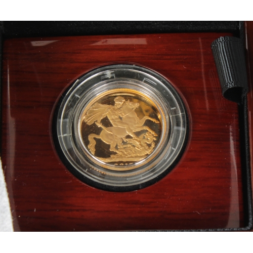 63 - An Elizabeth II Proof Sovereign, bust obverse, reverse George and the Dragon, dated 2015, 'Fifth Por... 