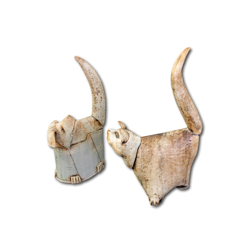 147 - BRITISH SCHOOL (20TH CENTURY)   Cat and Dog , Pair of stoneware sculptures, the tallest 46cm high (2... 