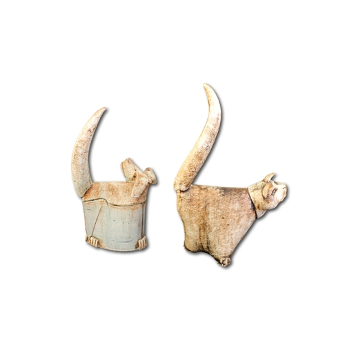 147 - BRITISH SCHOOL (20TH CENTURY)   Cat and Dog , Pair of stoneware sculptures, the tallest 46cm high (2... 