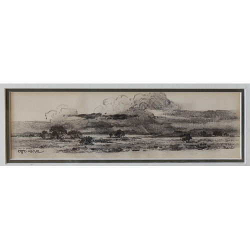 65 - OTTO KLAR (SOUTH AFRICAN, 1908-1994)   Landscape I , Landscape II , Signed, charcoal, 8.5cm x 29cm ,