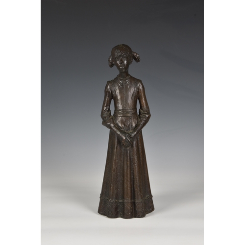 109 - James Butler MBE, RA, FRBS, RWA (British, 1931-2022) Girl with Pigtails in a Long Dress, bronze, dar... 