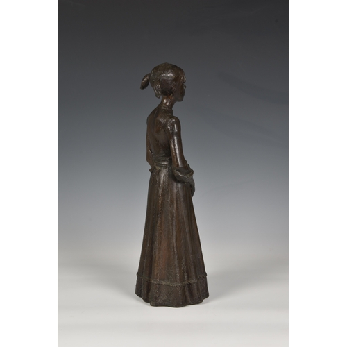 109 - James Butler MBE, RA, FRBS, RWA (British, 1931-2022) Girl with Pigtails in a Long Dress, bronze, dar... 