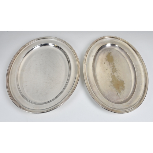 134 - A pair of 19th century silver plated oval meat or serving platters by Maxfield & Sons of Sheffield, ... 