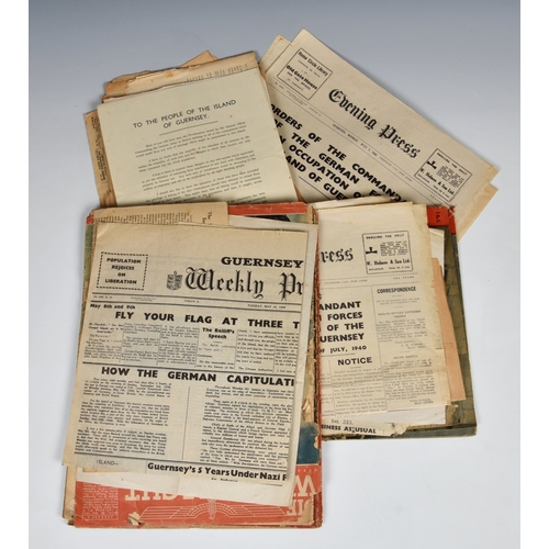 171 - Channel Islands German Occupation interest - A collection of ephemera newspapers etc, relating to Gu... 