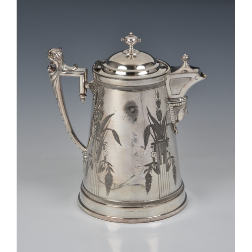 199 - A Victorian Egyptian revival Reed & Barton silver plate water pitcher designed by James Stimpson, 18... 