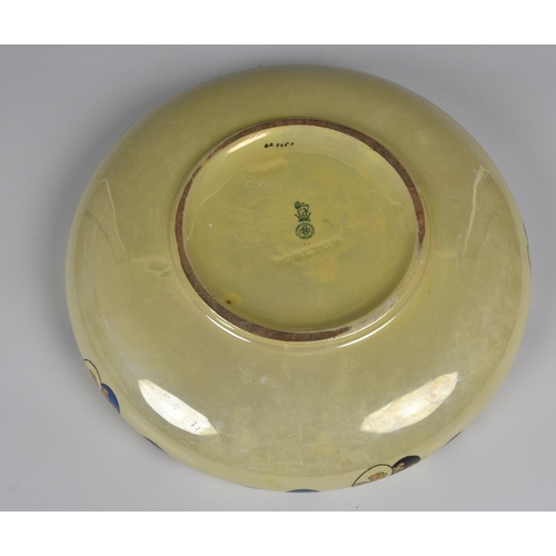 207 - A Royal Doulton pale yellow float bowl with hand painted abstract decoration and black and pale yell... 