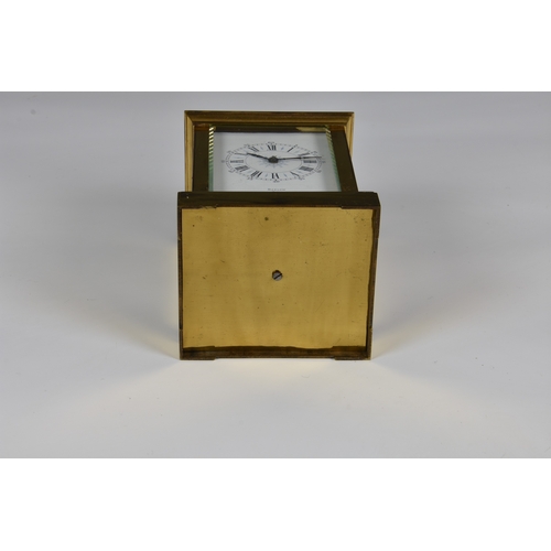 227 - A French gilt brass carriage clock early 20th century, signed to the white, Roman enamel dial by the... 