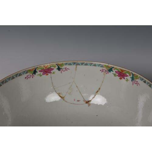 234 - Two Chinese export porcelain punch bowls one early 19th century, painted with floral sprays and smal... 