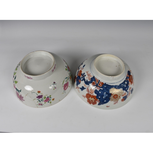 234 - Two Chinese export porcelain punch bowls one early 19th century, painted with floral sprays and smal... 