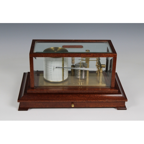 269 - A late 20th century mahogany cased Barograph by Russell of Norwich graph drawer to base, plaque insc... 