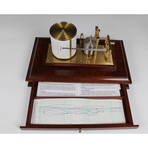 269 - A late 20th century mahogany cased Barograph by Russell of Norwich graph drawer to base, plaque insc... 