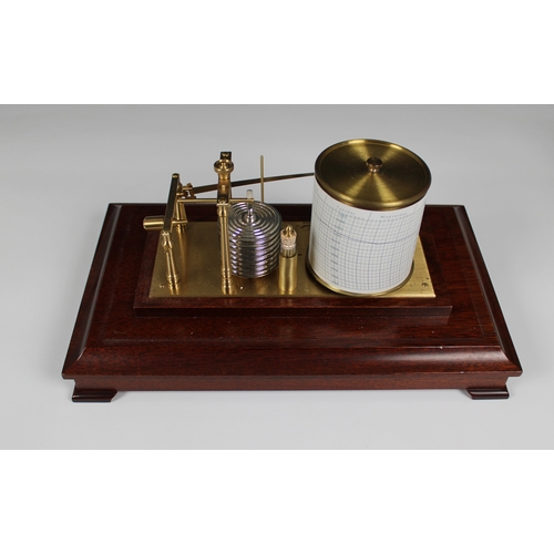 269 - A late 20th century mahogany cased Barograph by Russell of Norwich graph drawer to base, plaque insc... 