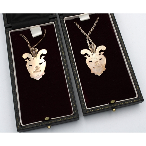 3 - A pair of Ltd edition silver Derek Birch pendants, commemorating the marriage of the Prince of Wales... 