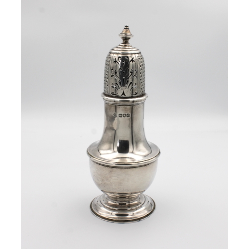 546 - An Edwardian silver sugar caster Henry Wilkinson & Co, London, 1909, of large baluster form, having ... 