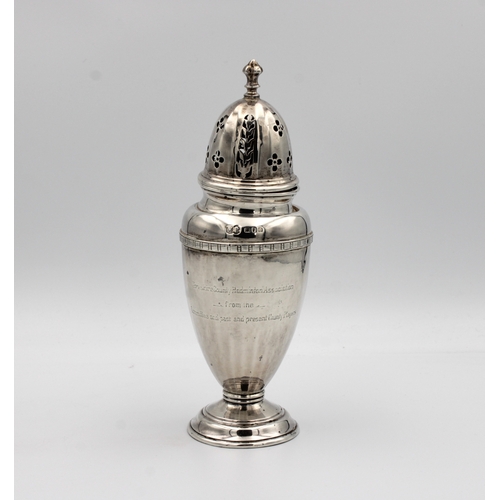 548 - A silver presentation sugar caster Manoah Rhodes & Sons Ltd, London, 1924, inscribed 'Yorkshire Coun... 