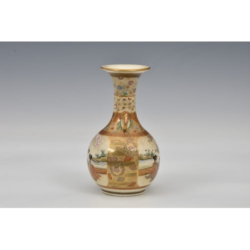 58 - A good quality Japanese Satsuma earthenware vase signed Nambe to base, probably Meiji period (1868-1... 