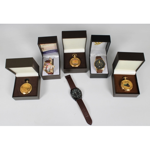 605 - Bradford Exchange gold-plated pocket watches and wrist watches to include pocket watches 'Queen Eliz... 