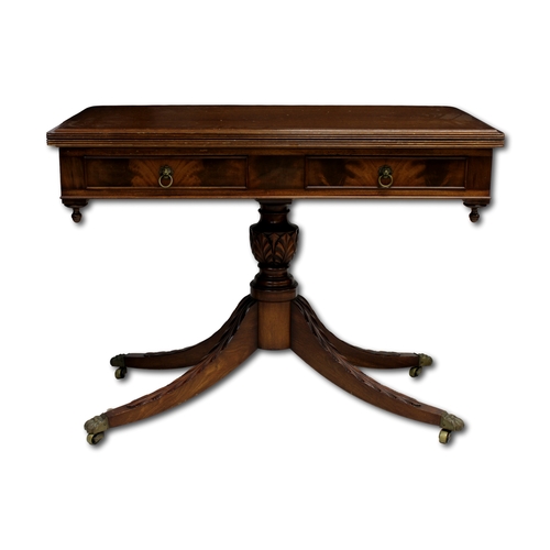 568 - A Regency style fold over swivel top table by Century Furniture Co. 77cm x 101cm x 101cm