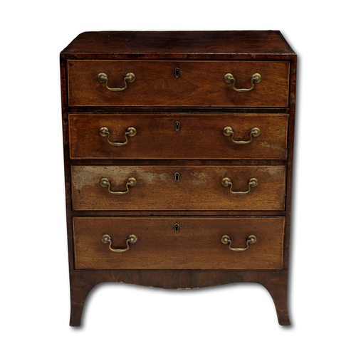 656 - An Eighteenth Century mahogany four height chest of drawers Of small size, the string banded top abo... 