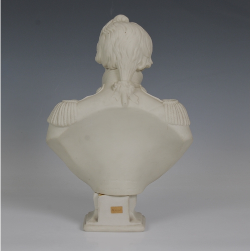 1 - A Copeland Parian ware bust of Admiral Lord Nelson, on a rectangular socle, 30cm high