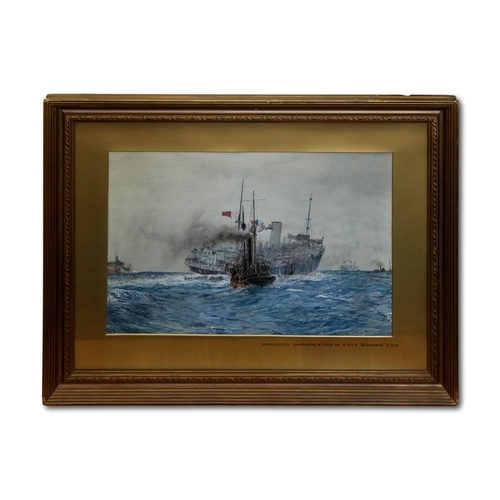 16 - Kenneth Denton Shoesmith (British, 1890-1939), , Unsuccessful submarine attack on R.M.S.P Demerara, ... 