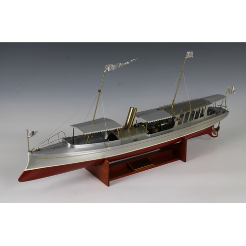 30 - A very fine aluminium and brass precision working  live steam model of the steam boat , Seekadett,  ... 