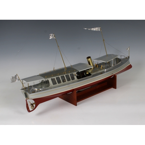 30 - A very fine aluminium and brass precision working  live steam model of the steam boat , Seekadett,  ... 