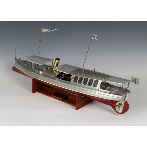 30 - A very fine aluminium and brass precision working  live steam model of the steam boat , Seekadett,  ... 