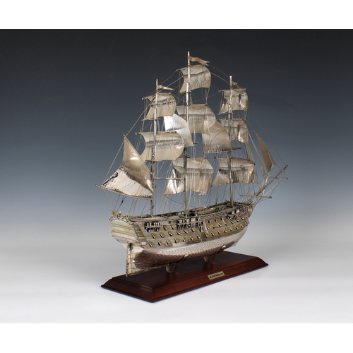 31 - An Italian silver & parcel gilt model of H.M.S Victory 1765, post 1968 mark for Florence, also stamp... 