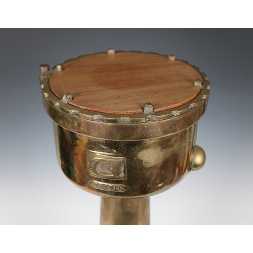 60 - A large and heavy antique polished bronze fog horn by Triton, having applied brass oval plate 'TRITO... 