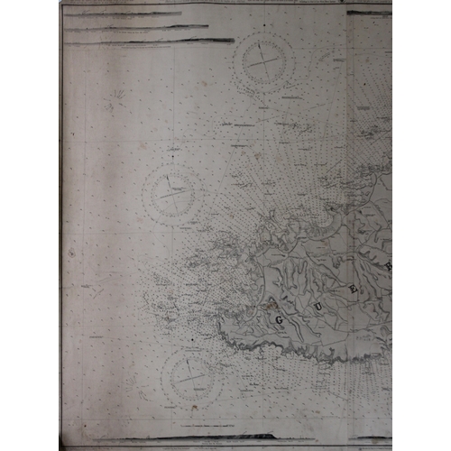 77 - A large 19th century Channel Islands sea chart, 'Guernsey, Herm and Serk, surveyed by Commander Sidn... 