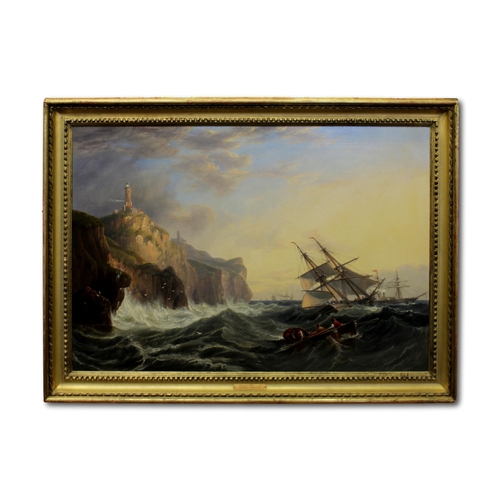 85 - John Wilson Carmichael (British, 1800-1868), , Shipping off the Lizard, Signed and dated 1872, oil o... 