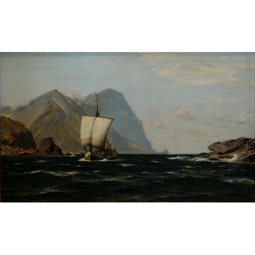 89 - Laurits Bernhard Holst (Danish, 1848-1934), Norwegian ship sailing in a fjordSigned and indistinctly... 