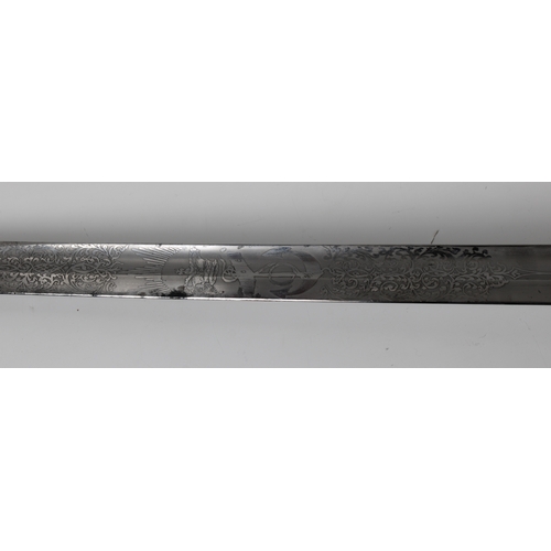 96 - A Victorian Royal Naval 1846 pattern officers sword, the 79cm blade, marked with starburst and 'PROV... 