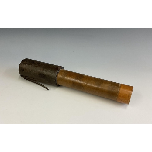 120 - First World War Austro-Hungarian Rohr Stick Grenade, metal head with belt mount, card body, 28cm.