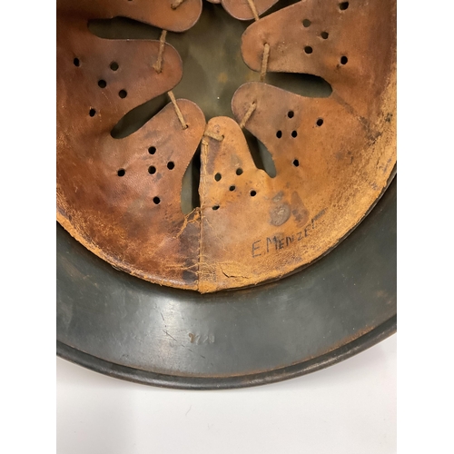 159 - A German World War Two (WWII) D.A.K desert camouflage Afrikakorps stahlhelm helmet, stamped Q64 & T7... 