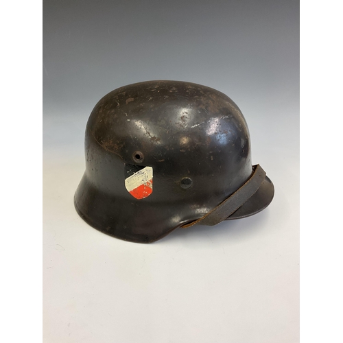161 - A German World War Two (WWII) Third Reich Luftwaffe Double Decal Steel Helmet, with Luftwaffe eagle ... 