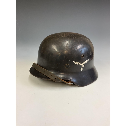161 - A German World War Two (WWII) Third Reich Luftwaffe Double Decal Steel Helmet, with Luftwaffe eagle ... 