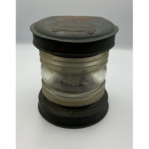 34 - A pair of early 20th century Tung Woo (Hong Kong) copper and brass port and starboard lamps, numbere... 