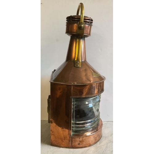35 - Telford, Grier & Mackay Ld copper & brass PORT lantern, sliding door stamped 'TELFORD, GRIER & MACKA... 