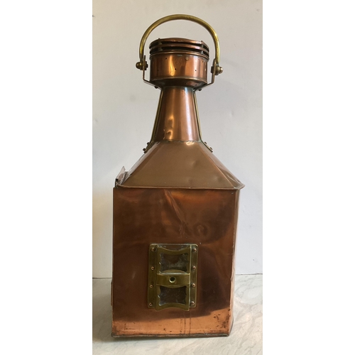 35 - Telford, Grier & Mackay Ld copper & brass PORT lantern, sliding door stamped 'TELFORD, GRIER & MACKA... 