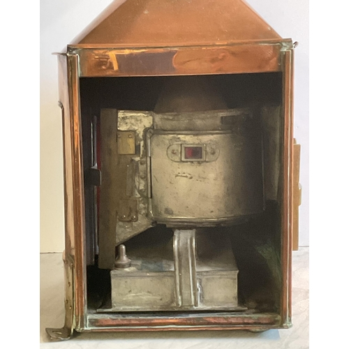 35 - Telford, Grier & Mackay Ld copper & brass PORT lantern, sliding door stamped 'TELFORD, GRIER & MACKA... 